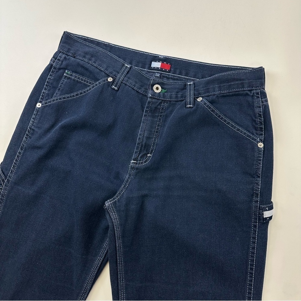 90s Vintage Hilfiger men denim carpenter jeans Size 32in Inseam 31.5in - Picture 6 of 15